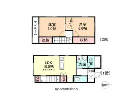 ファイン婦中Ｅ棟(2LDK)の間取り写真