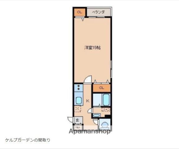 ケルプガーデン(1K/2階)の間取り写真