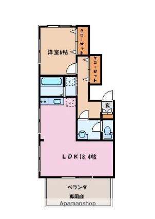 ビュー・パレ布瀬(1LDK/1階)の間取り写真