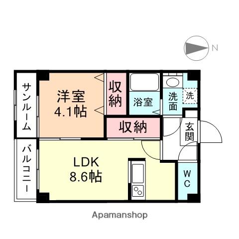 エスペランサ黒瀬(1LDK/2階)の間取り写真