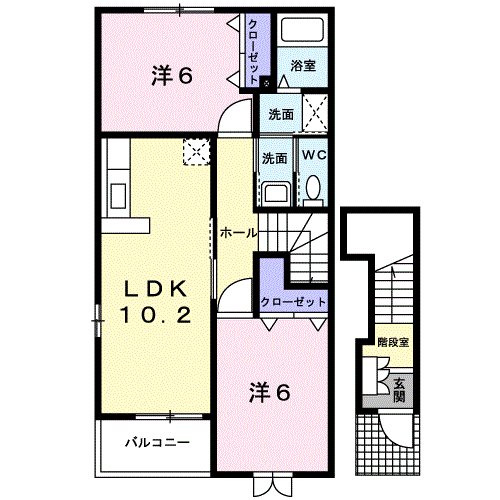 アピュエース(2LDK/2階)の間取り写真
