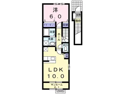イーストスプリング(1LDK/2階)の間取り写真