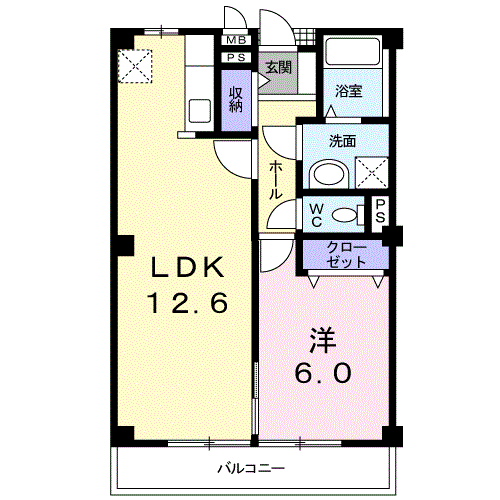 グラン・カメリア(1LDK/2階)の間取り写真