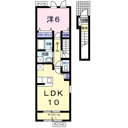 ベル・セゾン(1LDK/2階)の間取り写真