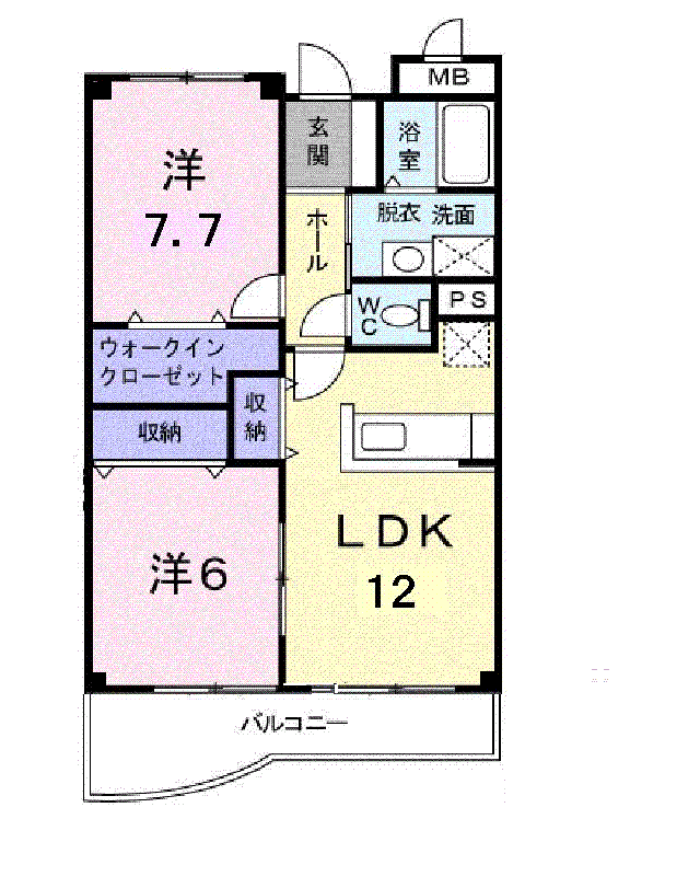 ベル・ウィング(2LDK/3階)の間取り写真