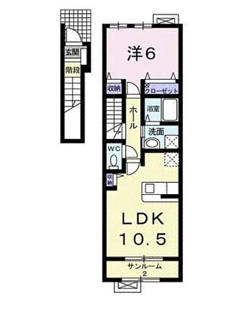 フォルスラーマⅢ(1LDK/2階)の間取り写真