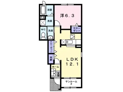 メゾンファミーユⅢ(1LDK/1階)の間取り写真