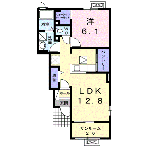 アルペングローⅡ(1LDK/1階)の間取り写真