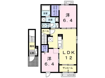 ドゥ・ステージアⅣ(2LDK/2階)の間取り写真