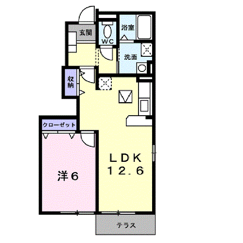 エレガンス・フィオーレ(1LDK/1階)の間取り写真