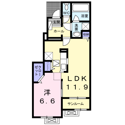 シェーン・プラッツ(1LDK/1階)の間取り写真