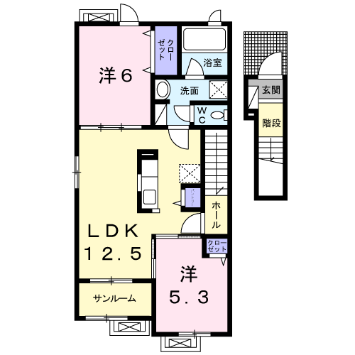 シェーン・プラッツ(2LDK/2階)の間取り写真