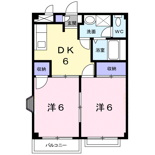 ハートフル・スクエア(2DK/1階)の間取り写真