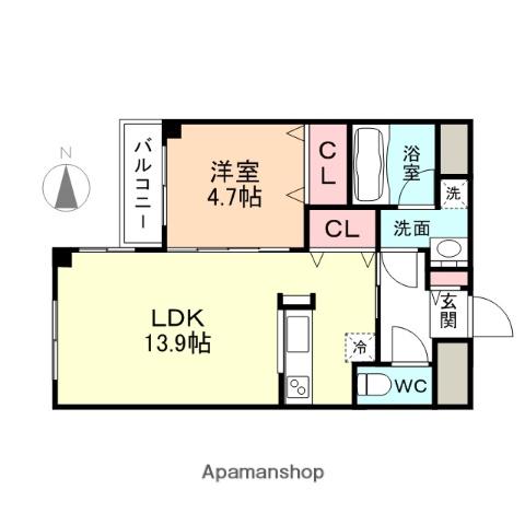 グランドステージ富山(1LDK/6階)の間取り写真