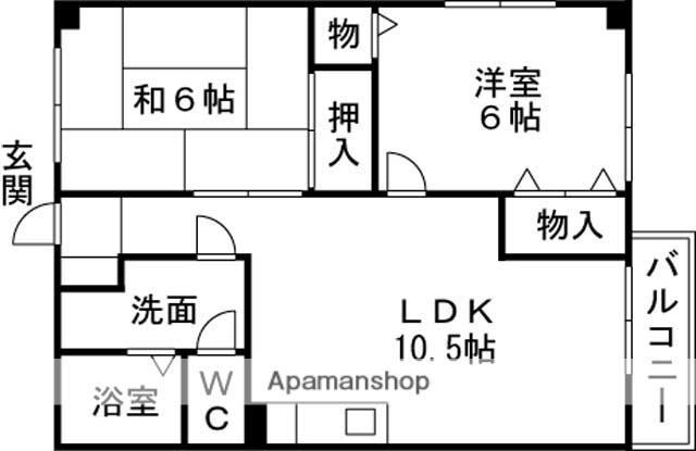 パティオ中川原(2LDK/1階)の間取り写真