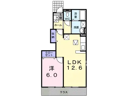 メゾンファミーユⅠB(1LDK/1階)の間取り写真