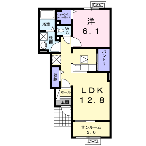 ラパンⅡ(1LDK/1階)の間取り写真