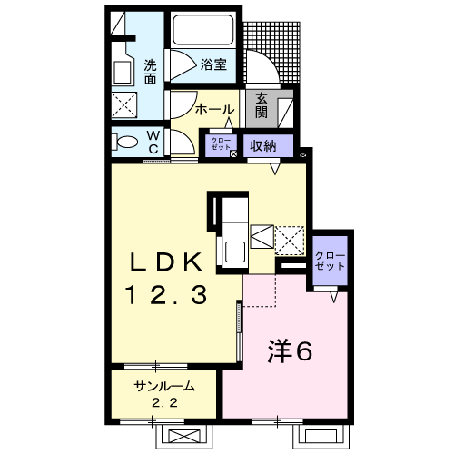 プレジール千原崎(1LDK/1階)の間取り写真