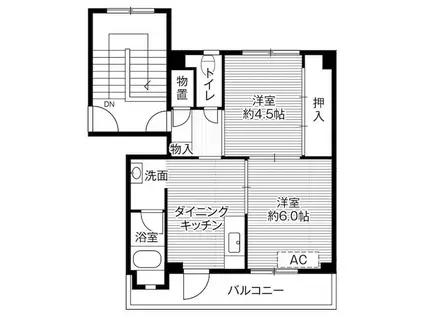 ビレッジハウス富山南2号棟(2DK/5階)の間取り写真