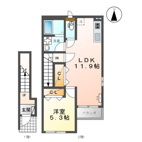 GROUSE ANNEX(1LDK/2階)の間取り写真