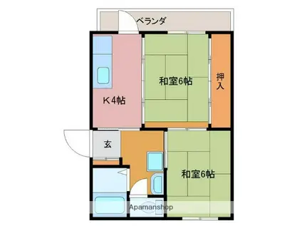 竹村マンション(2K/1階)の間取り写真