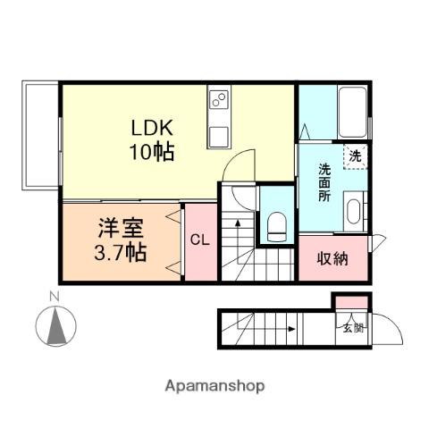 千歳ノウモリハイツ B棟(1LDK/2階)の間取り写真
