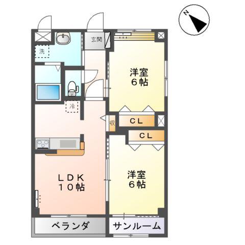 アプリーレ(2LDK/2階)の間取り写真