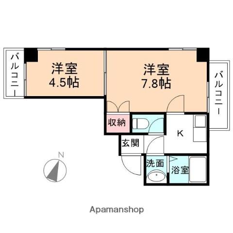 ハイツT-2(1K/3階)の間取り写真