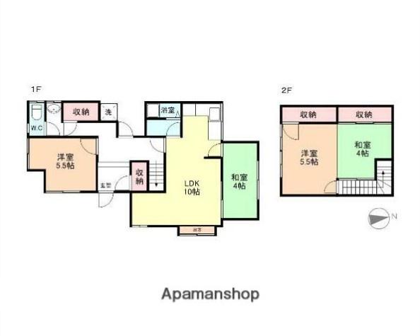 高山本線 越中八尾駅 徒歩9分 2階建 築69年(4LDK)の間取り写真