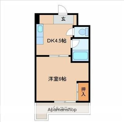 スローブハイム(1DK/2階)の間取り写真