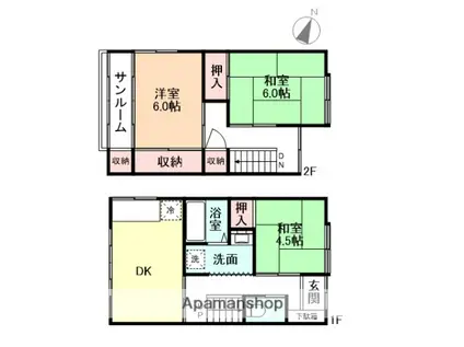 若尾アパート(3LDK/1階)の間取り写真