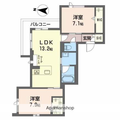レフィシア堀川小泉(2LDK/2階)の間取り写真