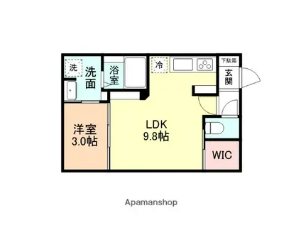 INTEGRAL向新庄(1LDK/1階)の間取り写真