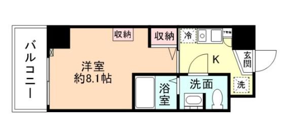 カレッジコート富山大学正門前(ワンルーム/4階)の間取り写真