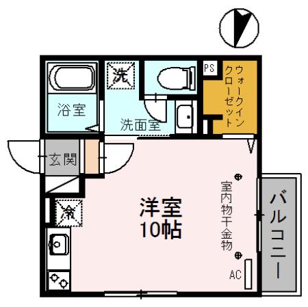 COPAIN・COURT(ワンルーム/2階)の間取り写真