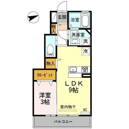D-ROOM青島(1LDK/1階)の間取り写真