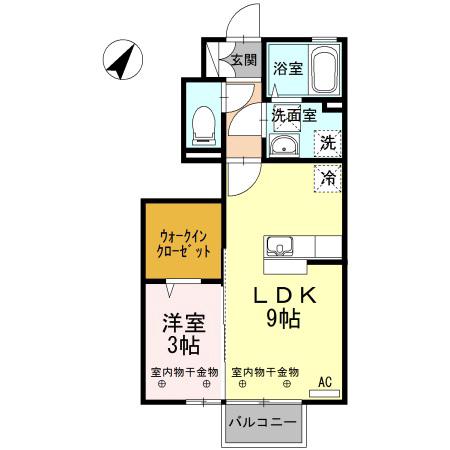 ドムス滑川(1LDK/1階)の間取り写真