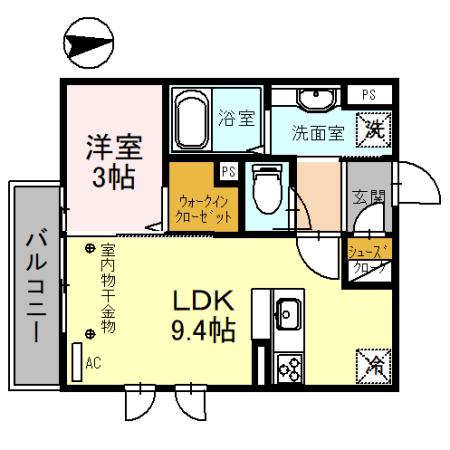 Aフォレスト コートBエレガント コート Aフォレスト(1LDK/3階)の間取り写真