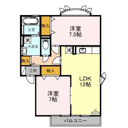 アザレアパークE棟(2LDK/2階)の間取り写真
