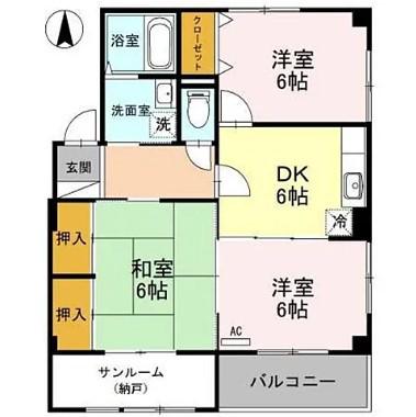 セレーノ(3DK/3階)の間取り写真