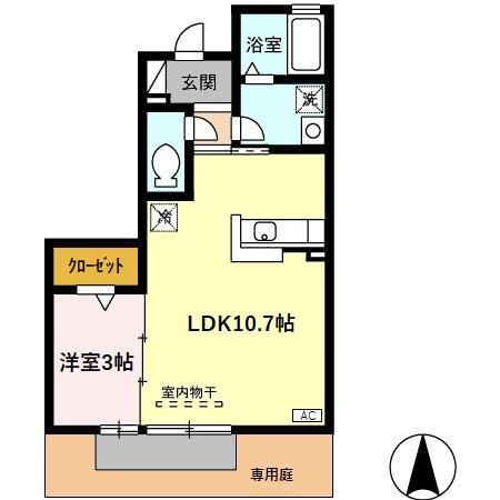 XEVOグランデ(1LDK/1階)の間取り写真