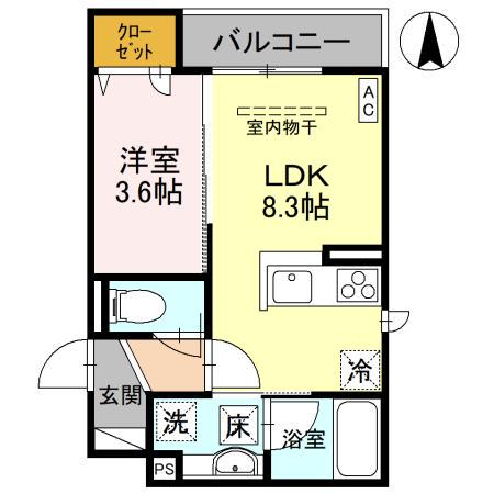 D-GRANDE常盤町(1LDK/1階)の間取り写真