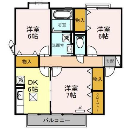 アザレアパークL棟(3DK/1階)の間取り写真