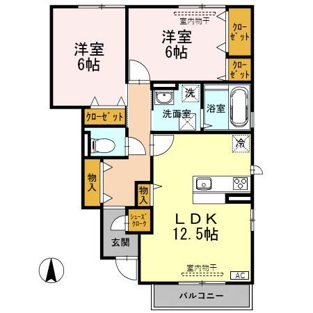 プライムコート大泉中町(2LDK/1階)の間取り写真