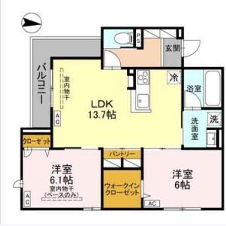 D-GRANDE元町(2LDK/3階)の間取り写真