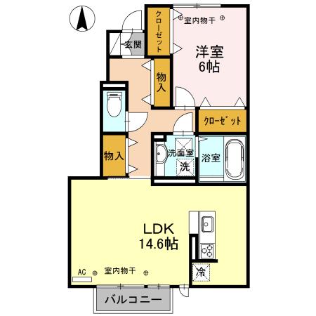 城南レジデンス(1LDK/1階)の間取り写真