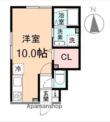 EDGEMOMENT婦中(ワンルーム/1階)の間取り写真