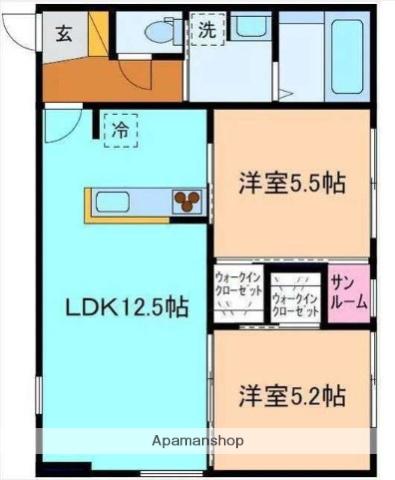 M&Y下冨居(2LDK/2階)の間取り写真
