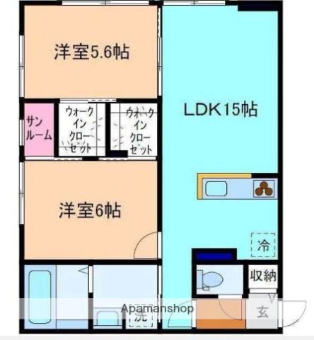 M&Y下冨居(2LDK/1階)の間取り写真