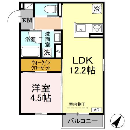 DーGRANDE下轡田 E(1LDK/2階)の間取り写真